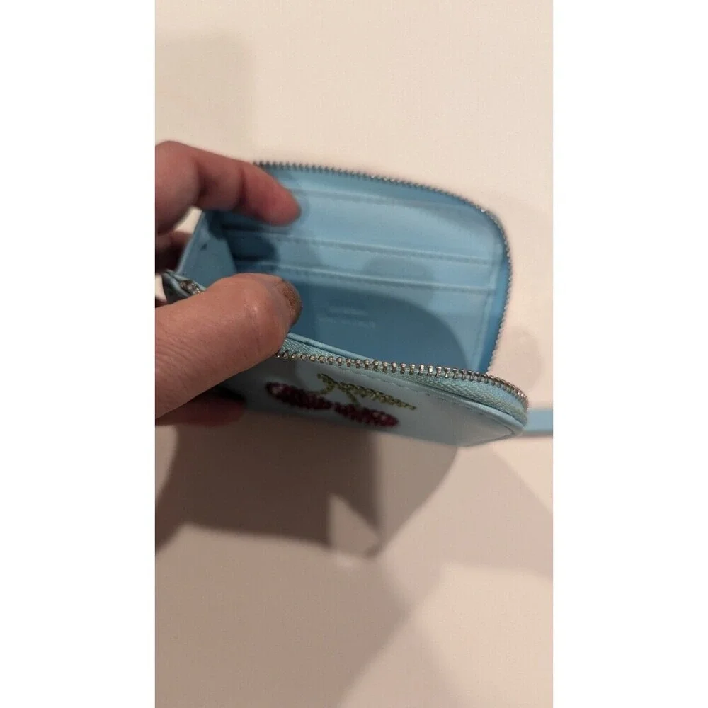 Baby Blue Cherry Rhinestone Coin‎ Purse Small Zip Around Cute Kawaii Y2K Chic
